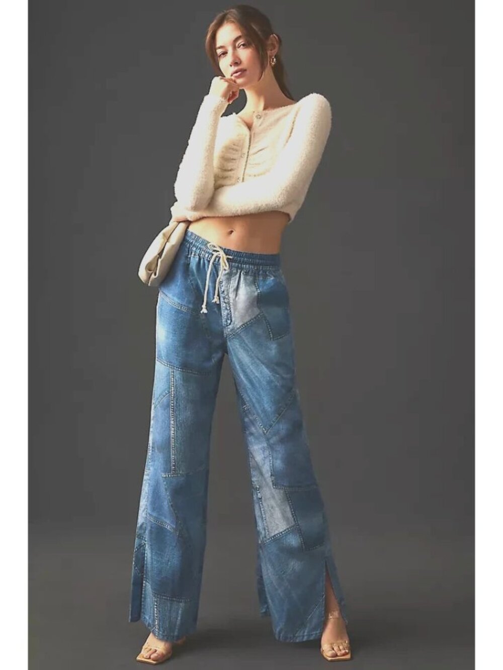 EUC Anthropologie Pilcro low rise wide leg Patchwork Pant Baggy womens Small S - Picture 3 of 8